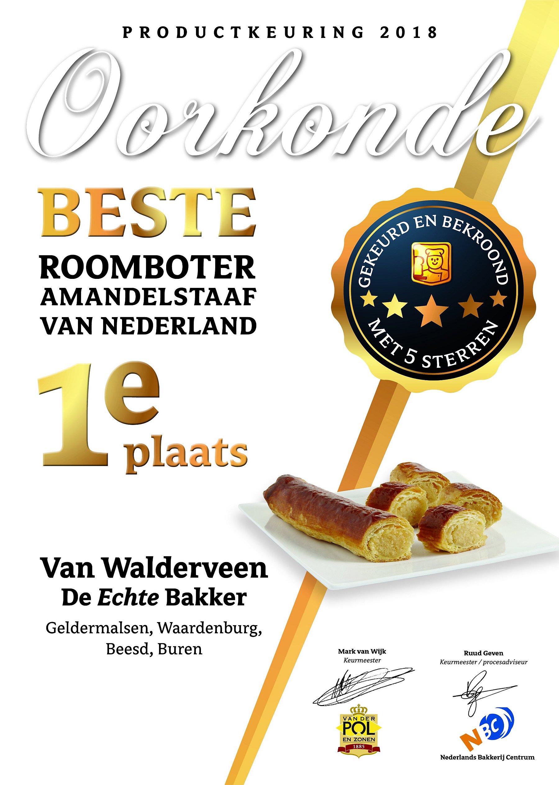 Oorkonde - Beste roomboter amandelstaaf van Nederland